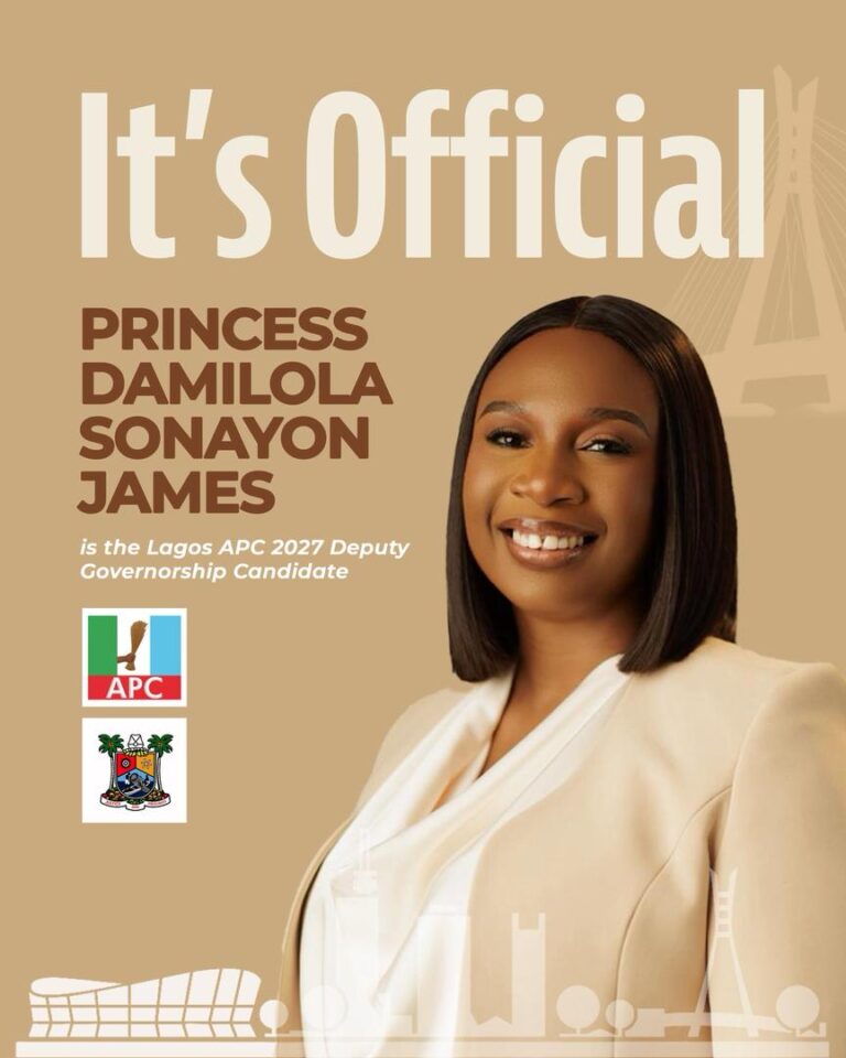 APC Names Sonayon-James as Hamzat’s Running Mate for 2027 Lagos Governorship Poll