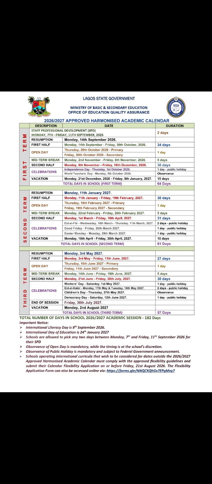 Lagos State Government approves harmonized academic calendar for 2026/2027 academic session